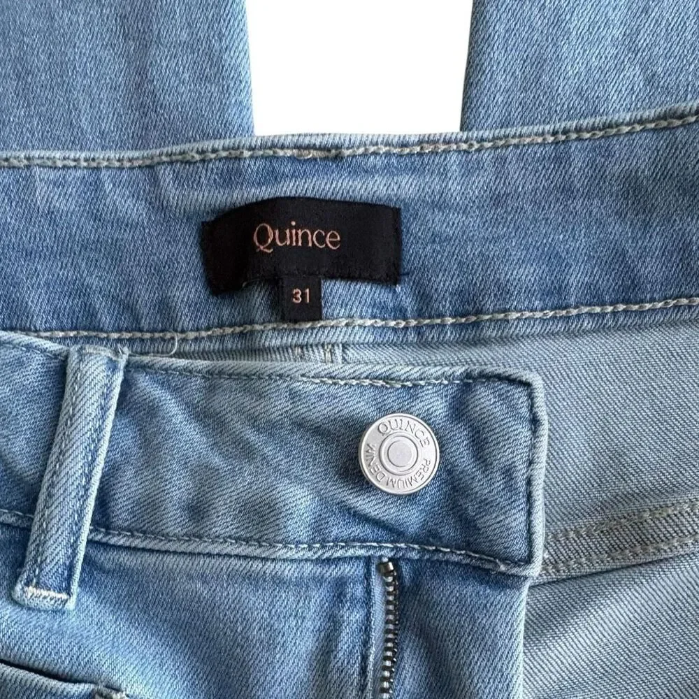 Quince Bella Stretch Patch Pocket Light Wash Jeans Size 31 Wide Leg - Picture 5 of 7